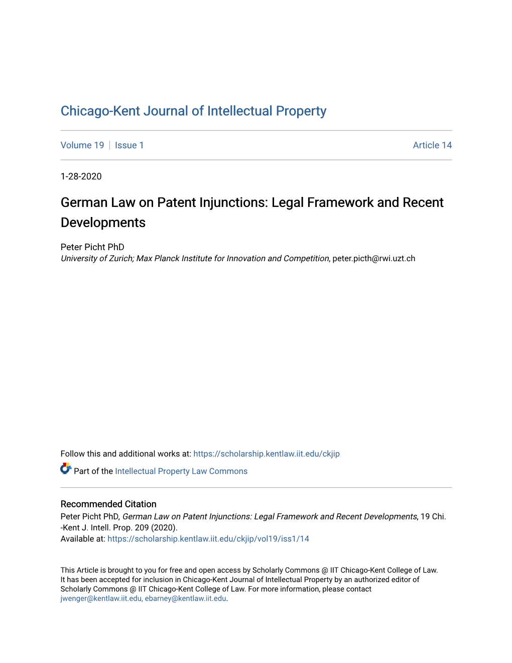 German Law on Patent Injunctions: Legal Framework and Recent Developments