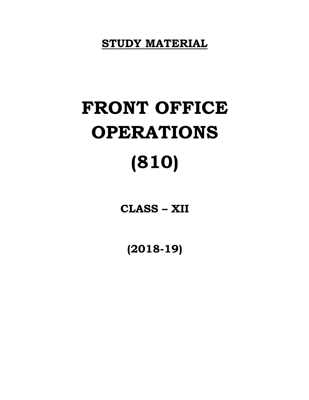 Front Office Operations (810)