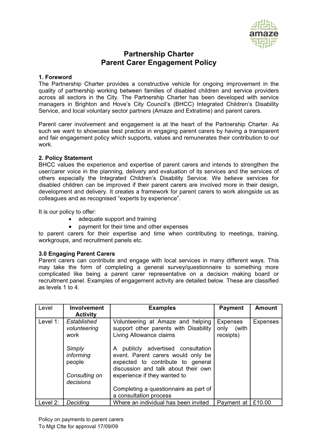 Policy for Payments and Reimbursements To