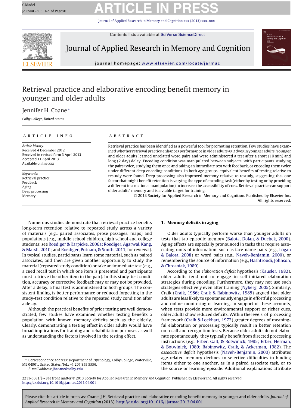 Retrieval Practice and Elaborative Encoding Benefit Memory In