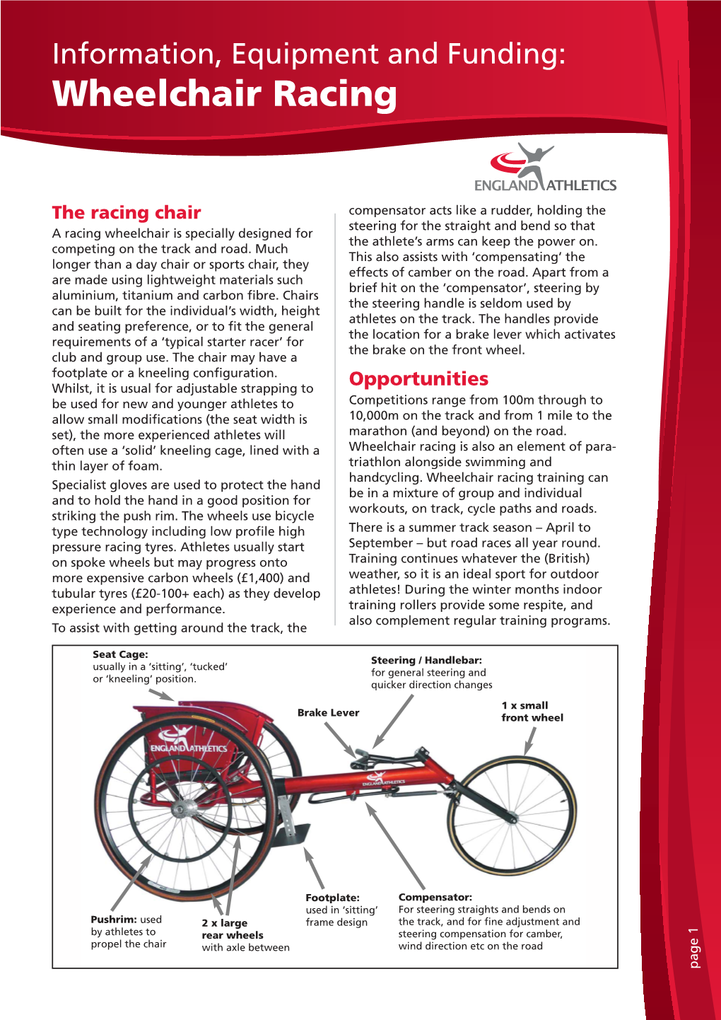 Wheelchair Racing Information, Equipmentandfunding: Propel Thechair by Athletesto Pushrim: Or ‘Kneeling’Position