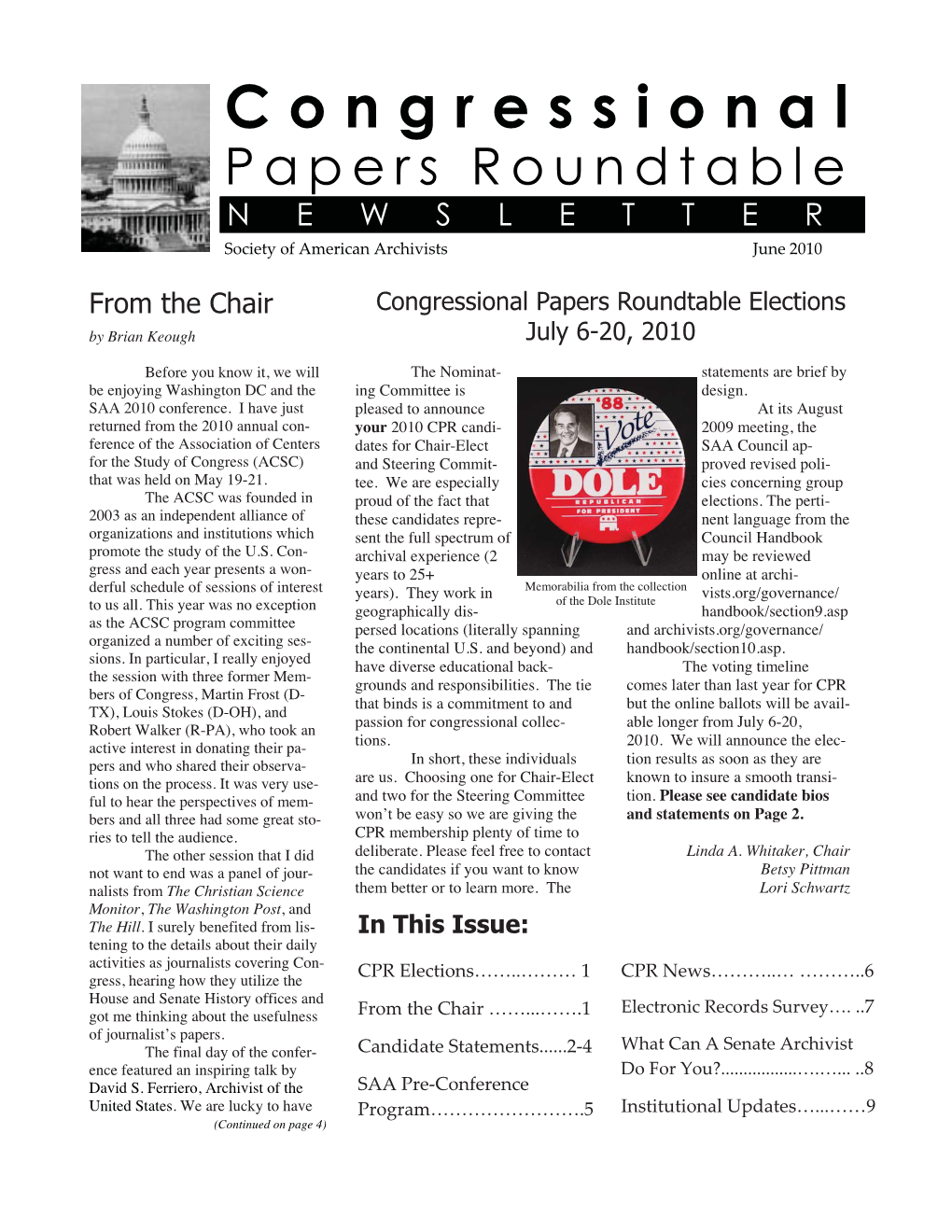 Congressional Papers Roundtable NEWSLETTER       