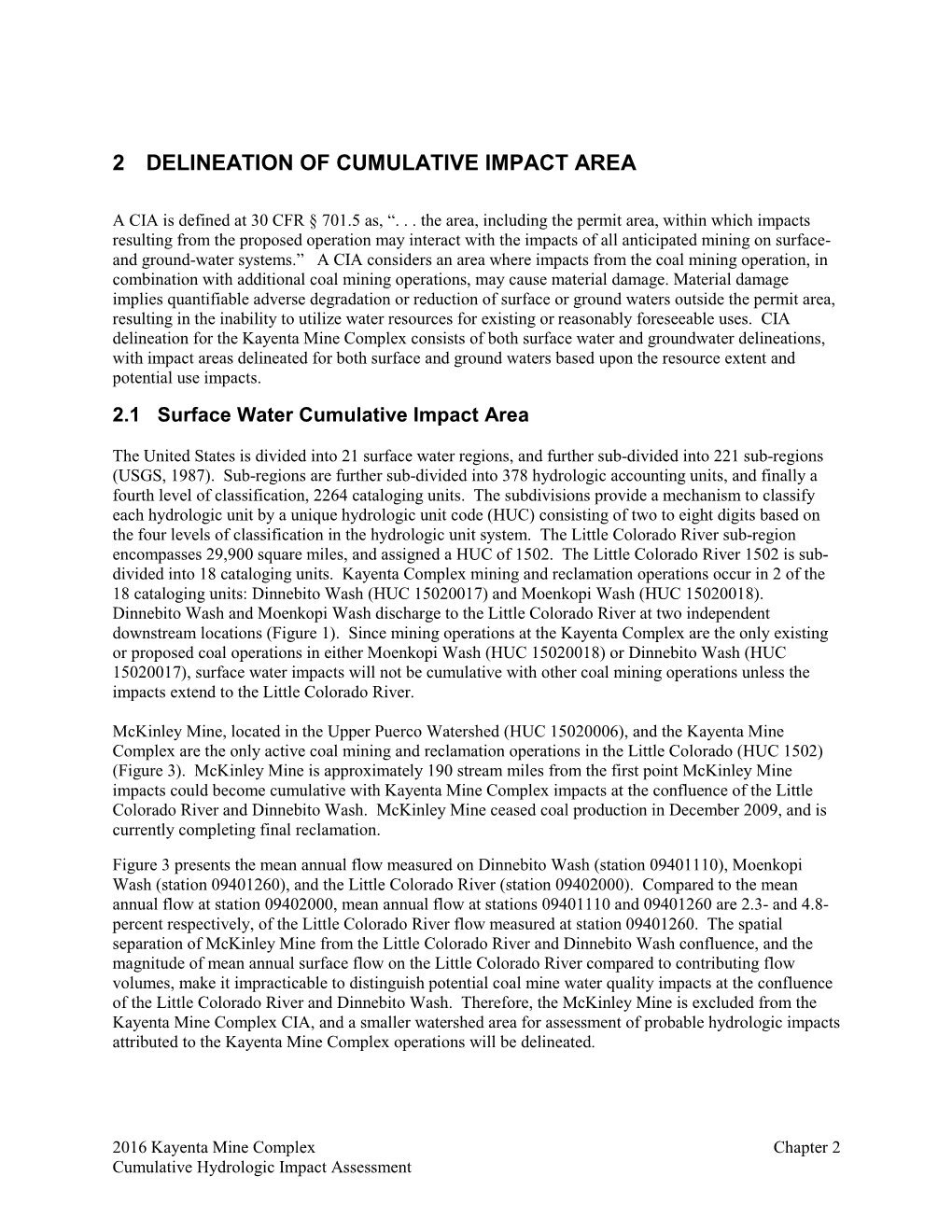 2016 Kayenta Mine Complex CHIA