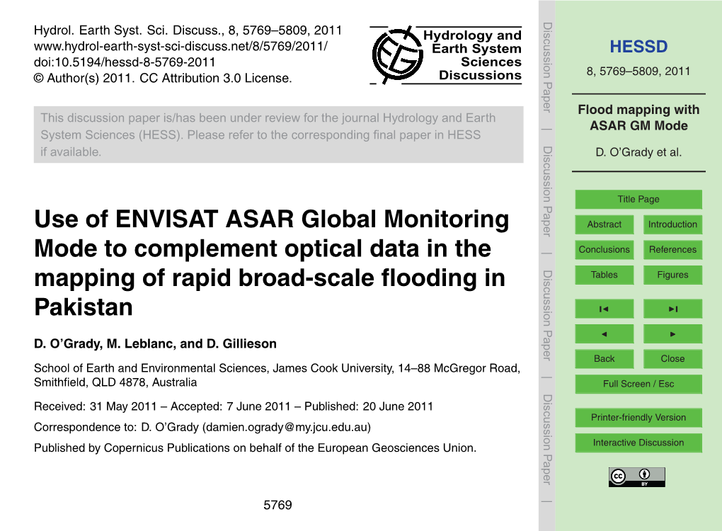 Flood Mapping with ASAR GM Mode