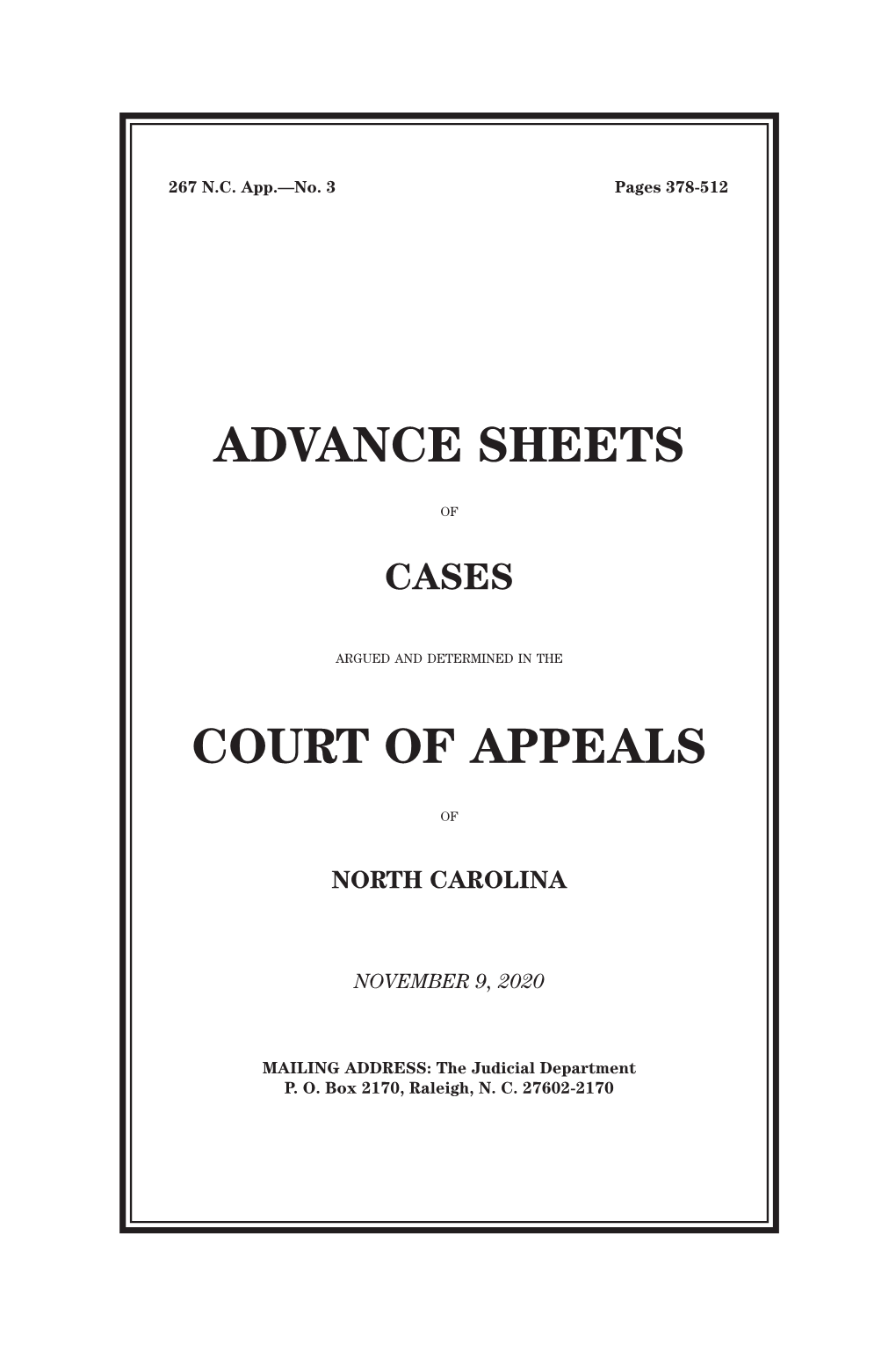 Advance Sheets Court of Appeals