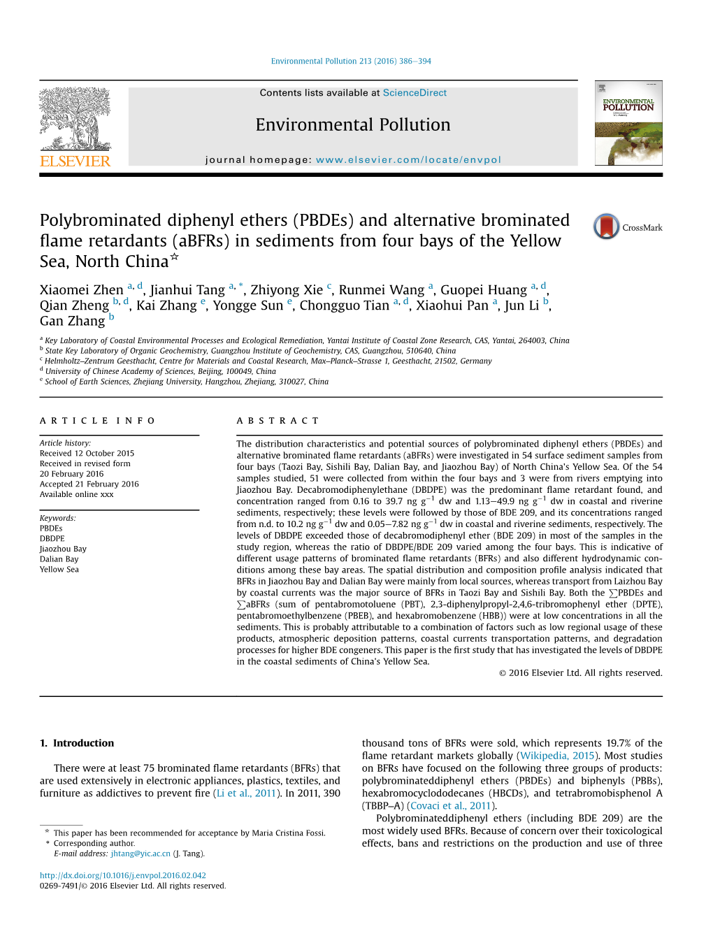 Pbdes) and Alternative Brominated Flame Retardants (Abfrs