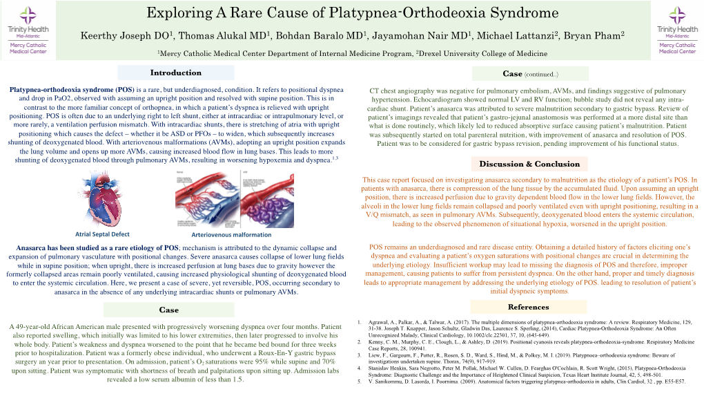Exploring a Rare Cause of Platypnea-Orthodeoxia Syndrome