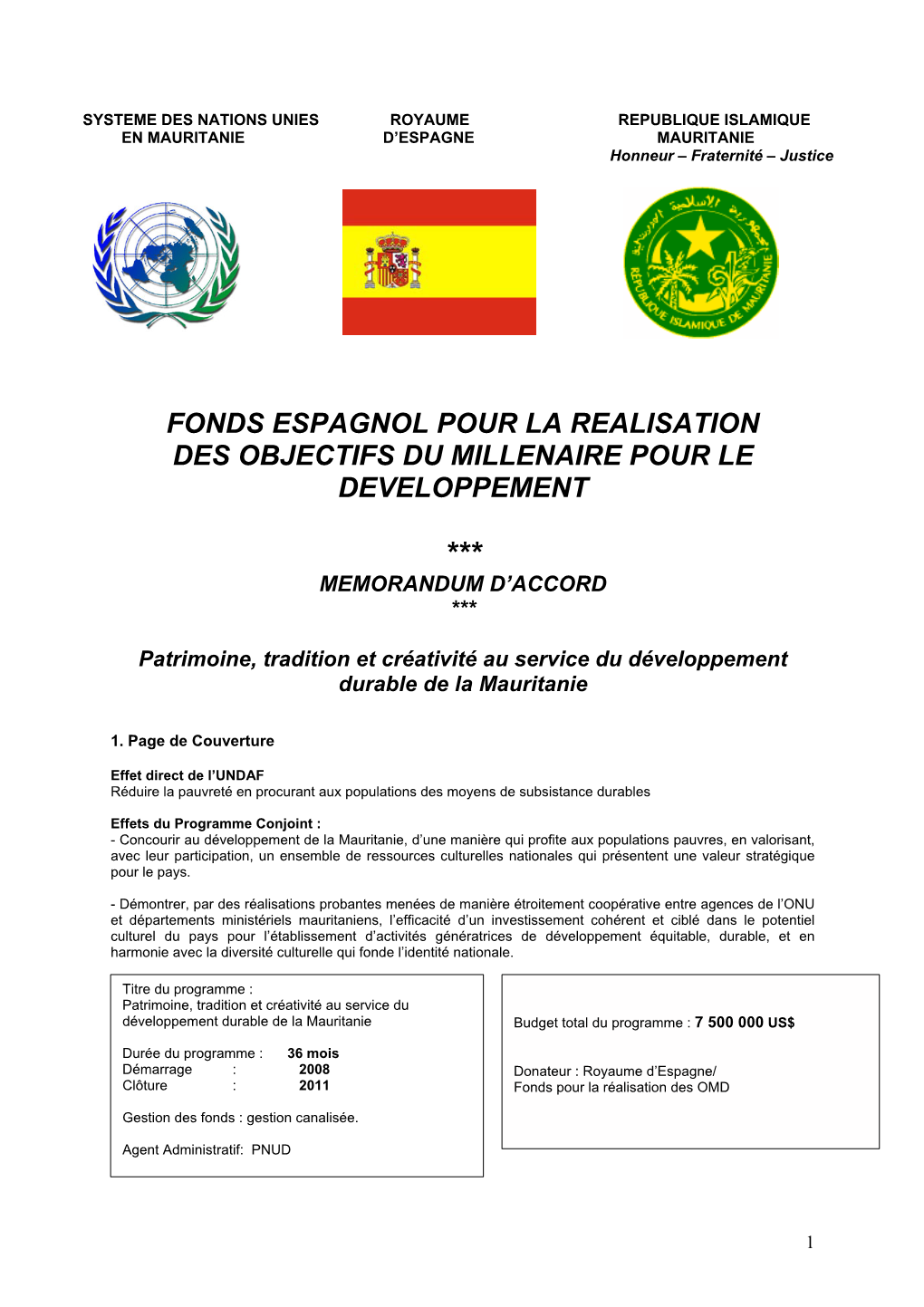 Mauritania MDGF 1804 Signed Mou Culture.Pdf (618