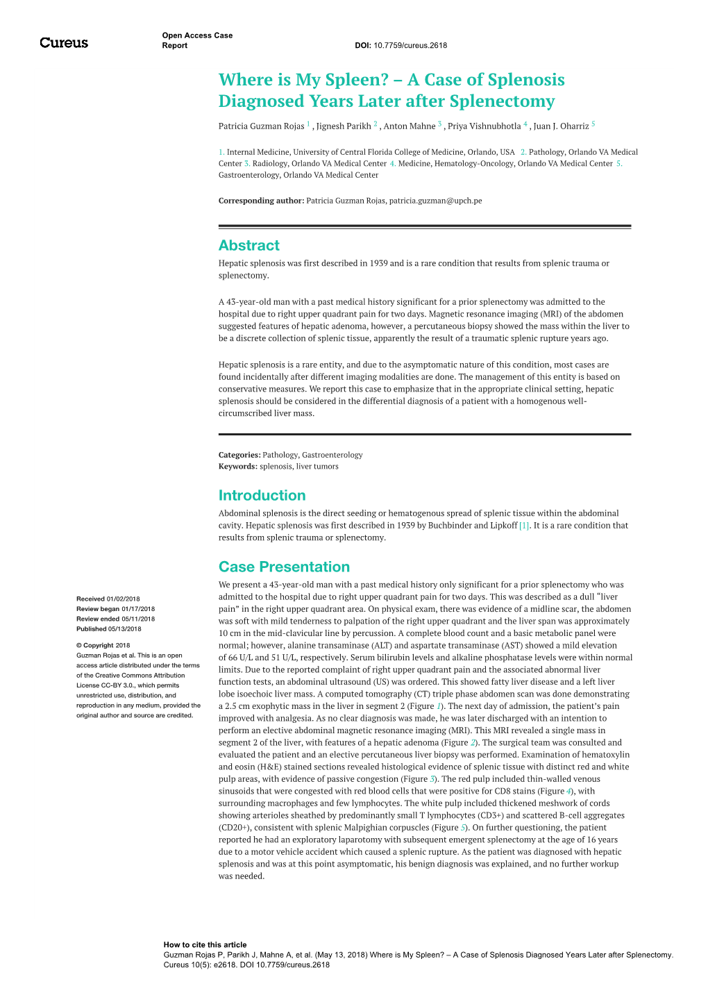 A Case of Splenosis Diagnosed Years Later After Splenectomy