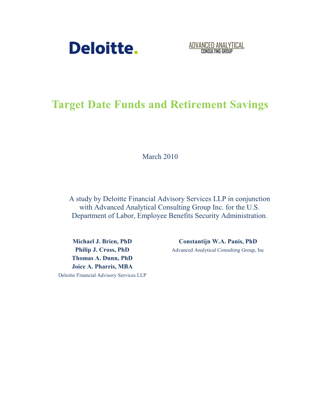 Target Date Funds and Retirement Savings