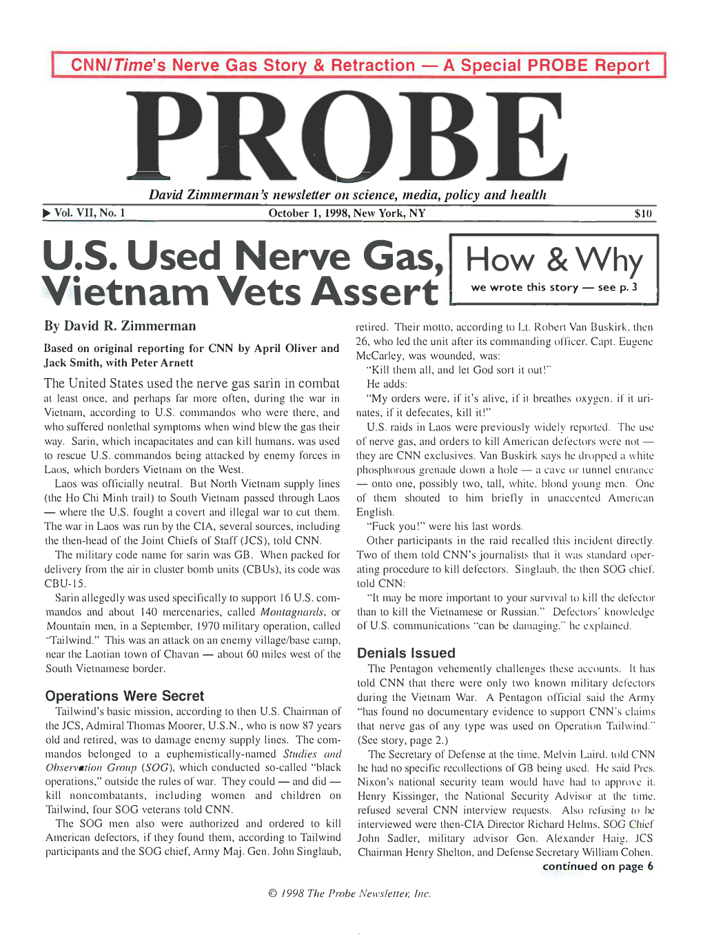 Probe Newsletter, October 1, 1998