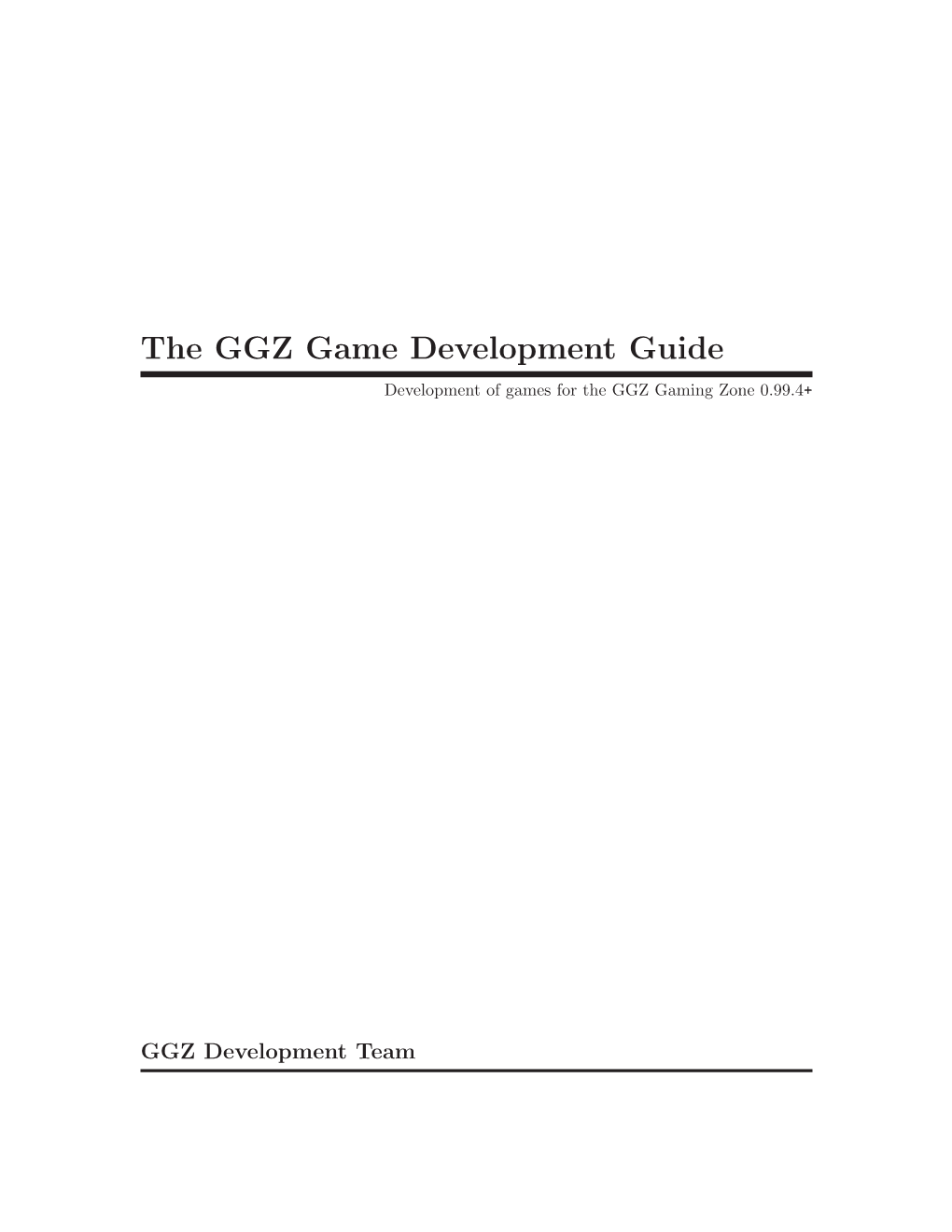 The GGZ Game Development Guide