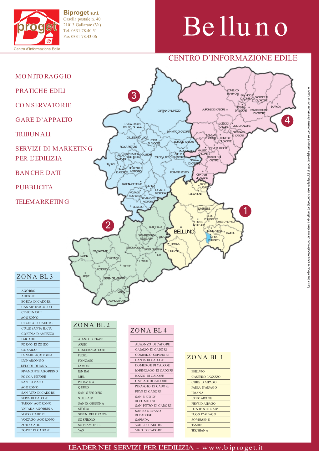 Mappa Cartina Provincia Belluno