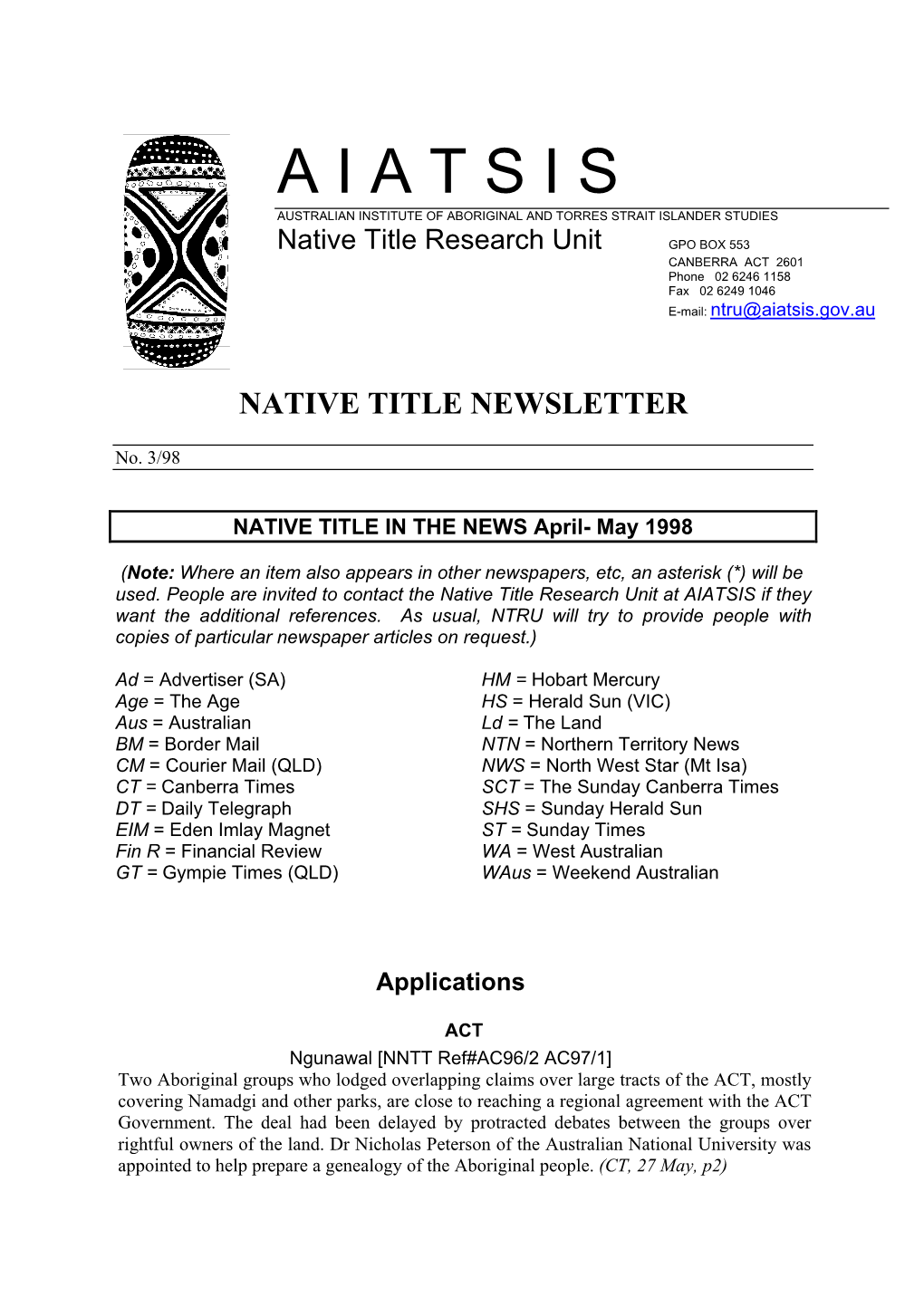 Native Title Newsletter