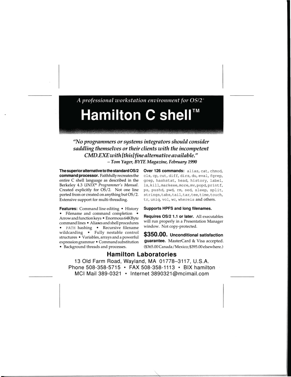 Hamilton C Shell Quick Reference