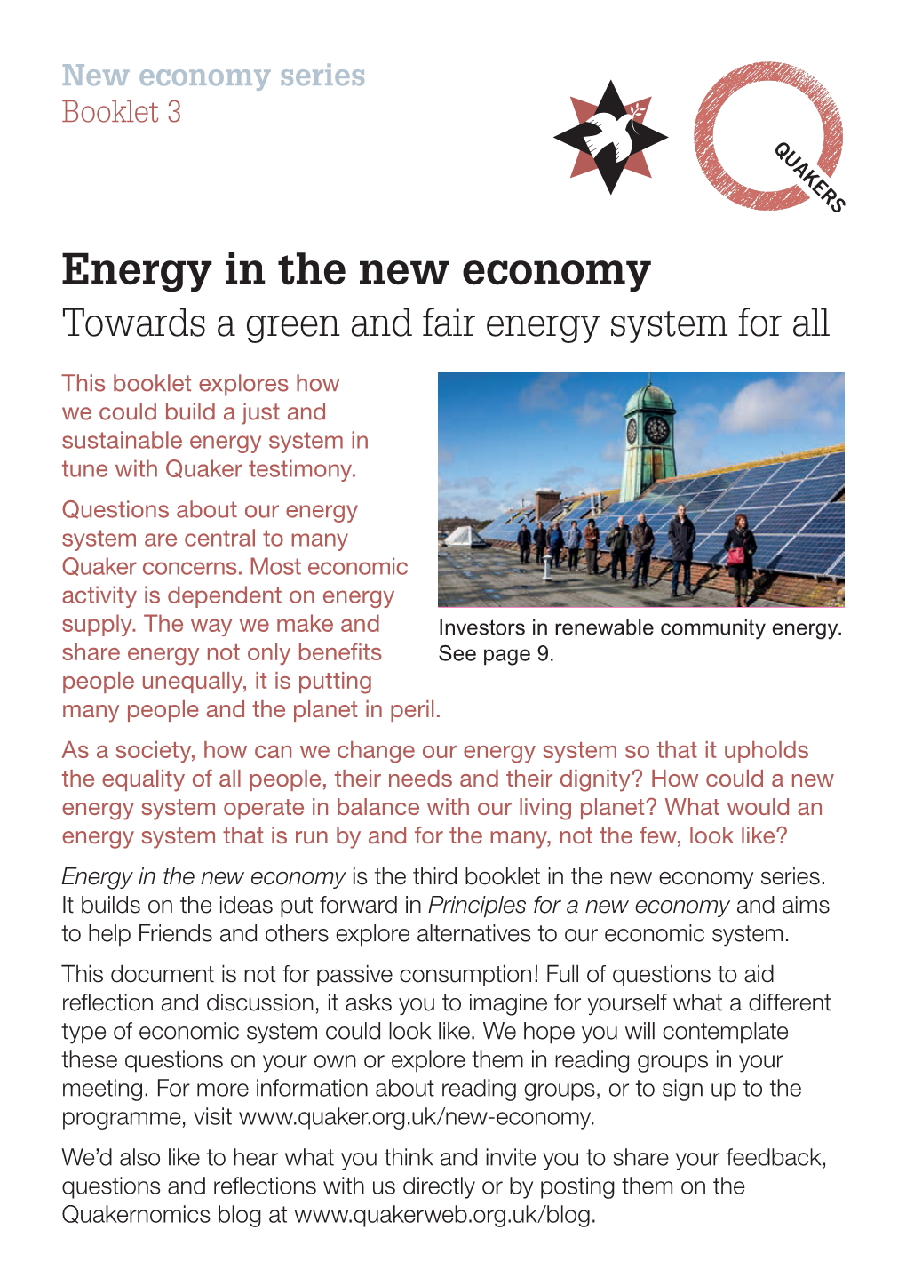 Energy in the New Economy Towards a Green and Fair Energy System for All