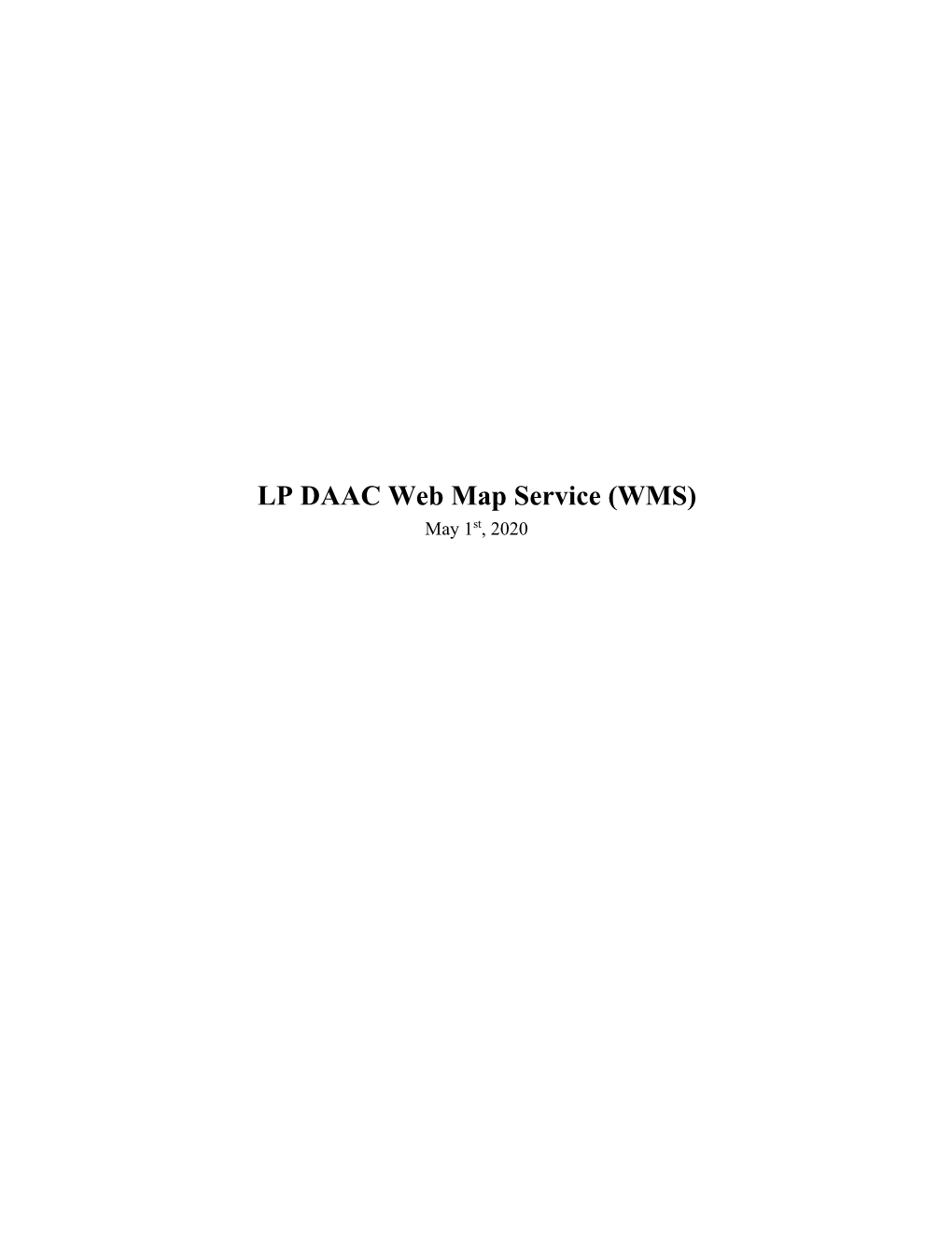 LP DAAC Web Map Service (WMS) May 1St, 2020