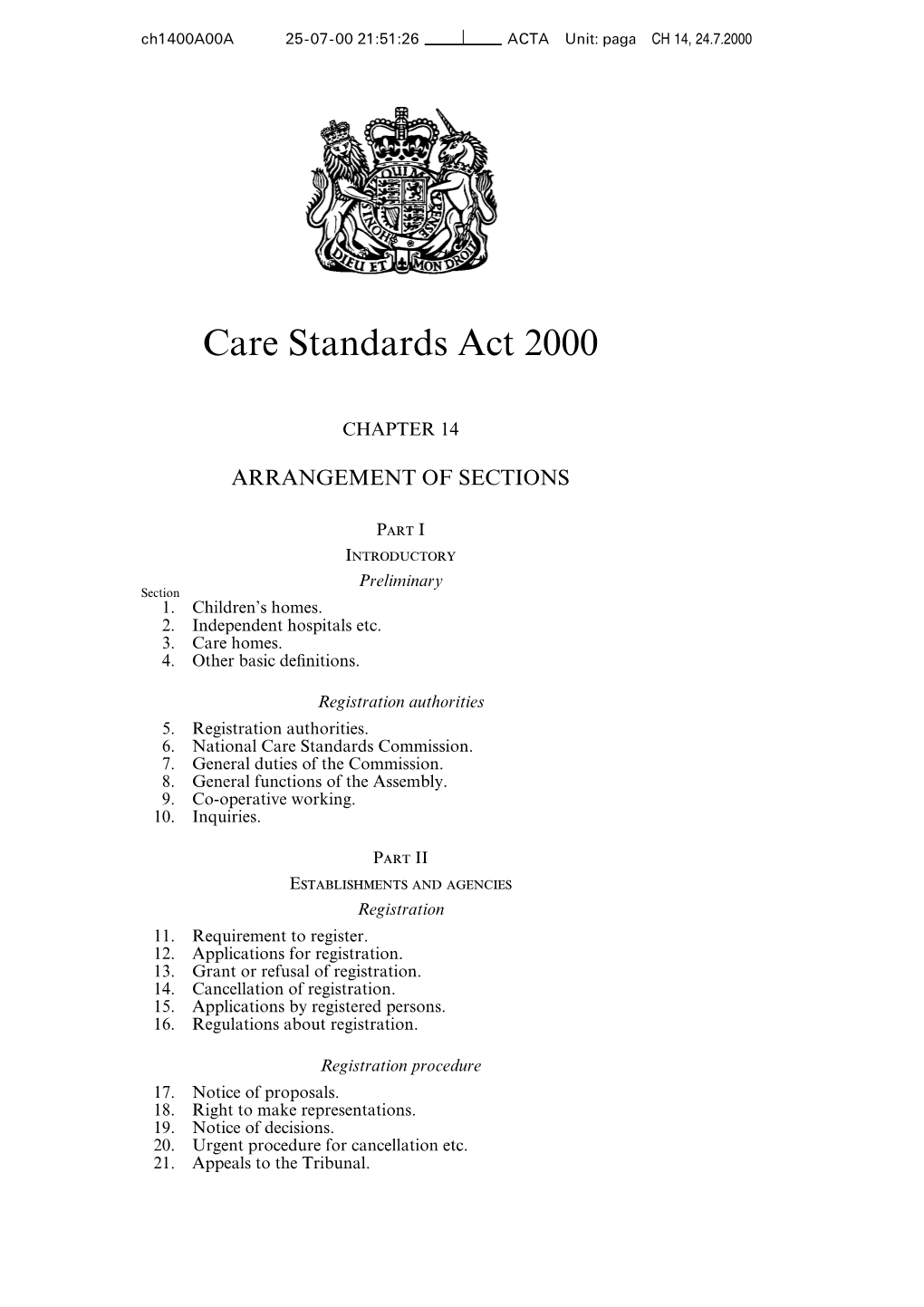 Care Standards Act 2000