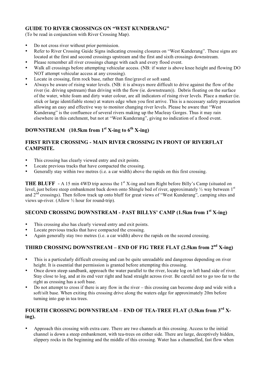 Guide to River Crossings Info Sept 04