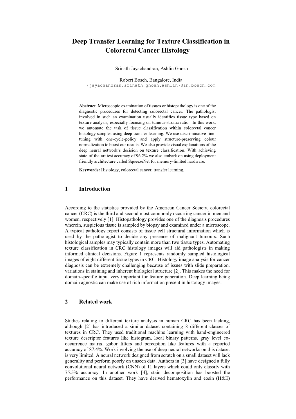 Deep Transfer Learning for Texture Classification in Colorectal Cancer Histology