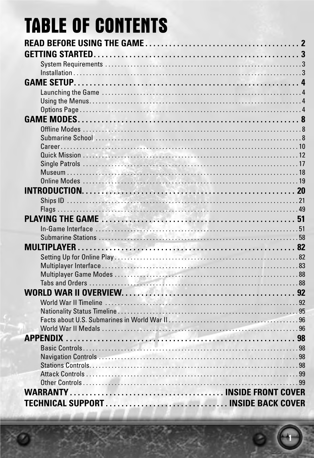 Table of Contents Read BEFORE USING the GAME