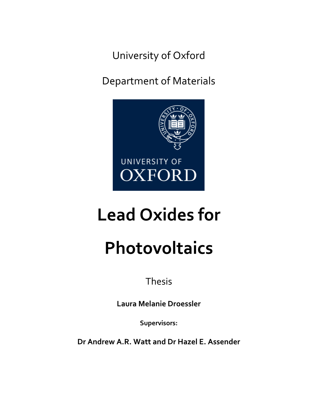 Lead Oxides for Photovoltaics