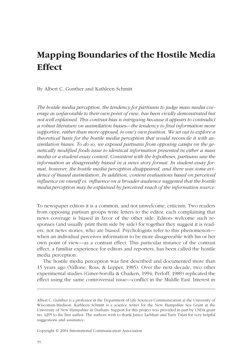 Mapping Boundaries of the Hostile Media Effect