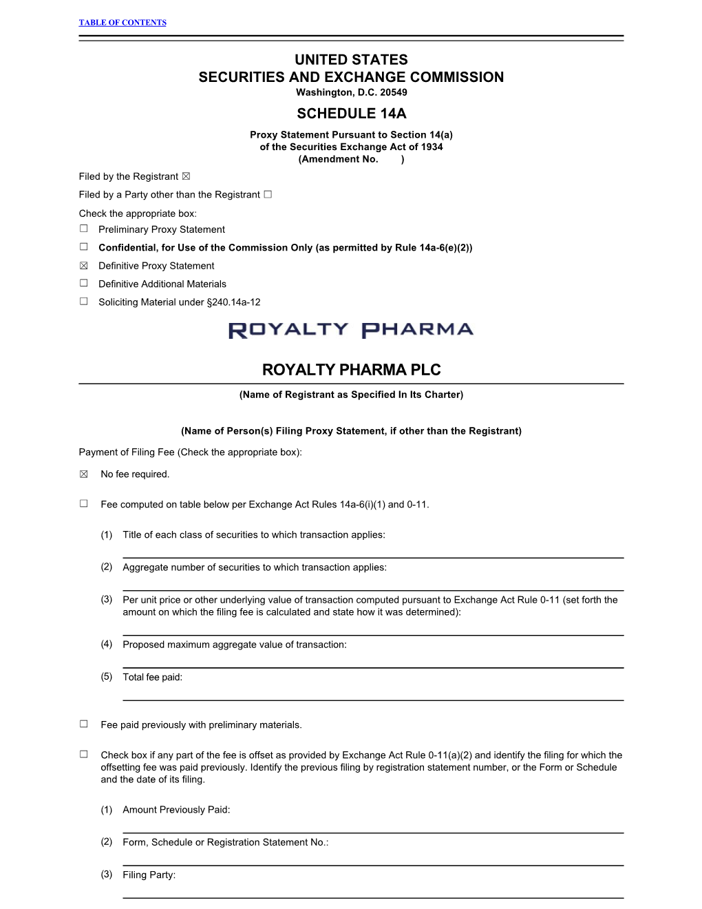 Royalty Pharma Proxy Statement