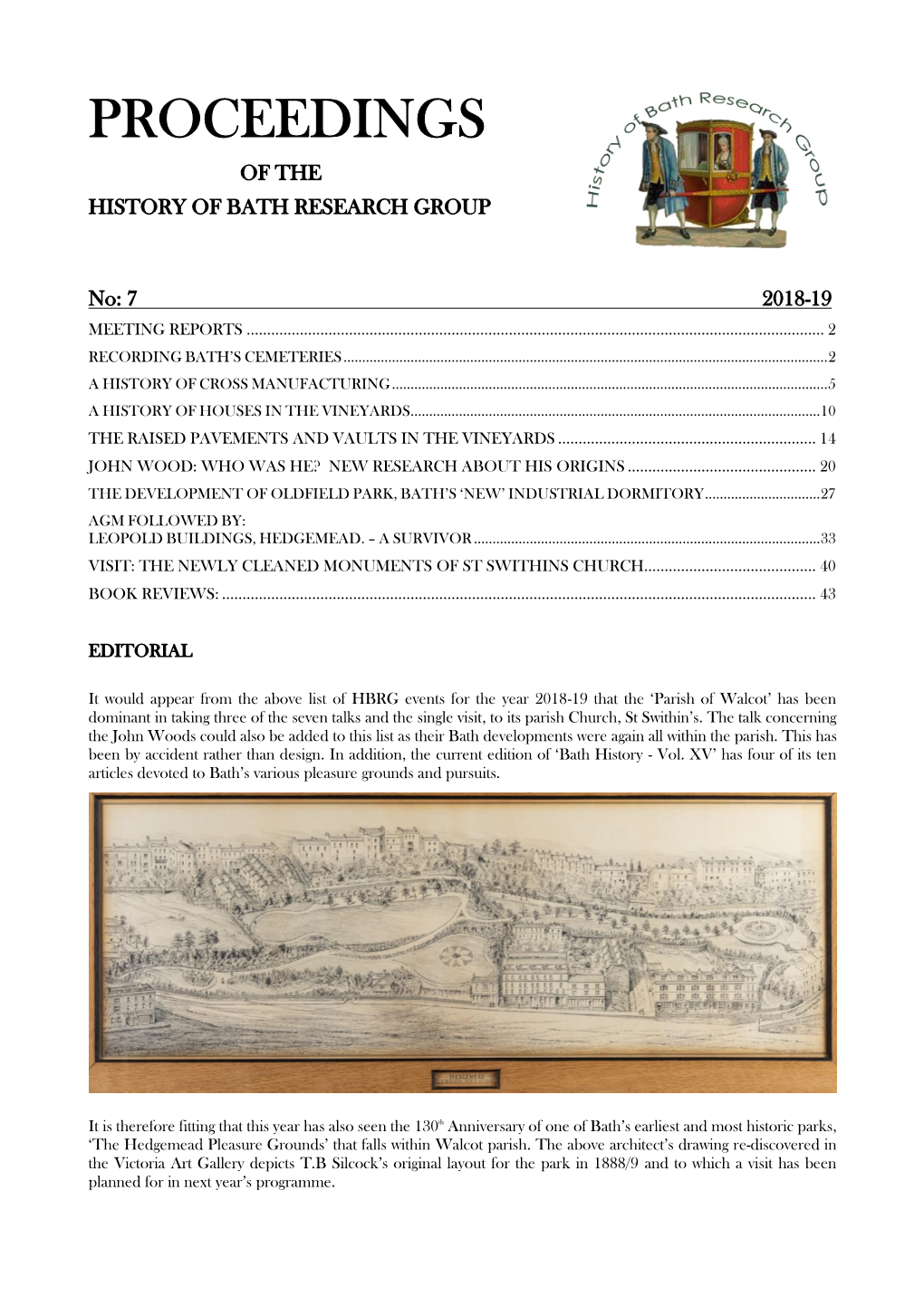 Proceedings of the History of Bath Research Group