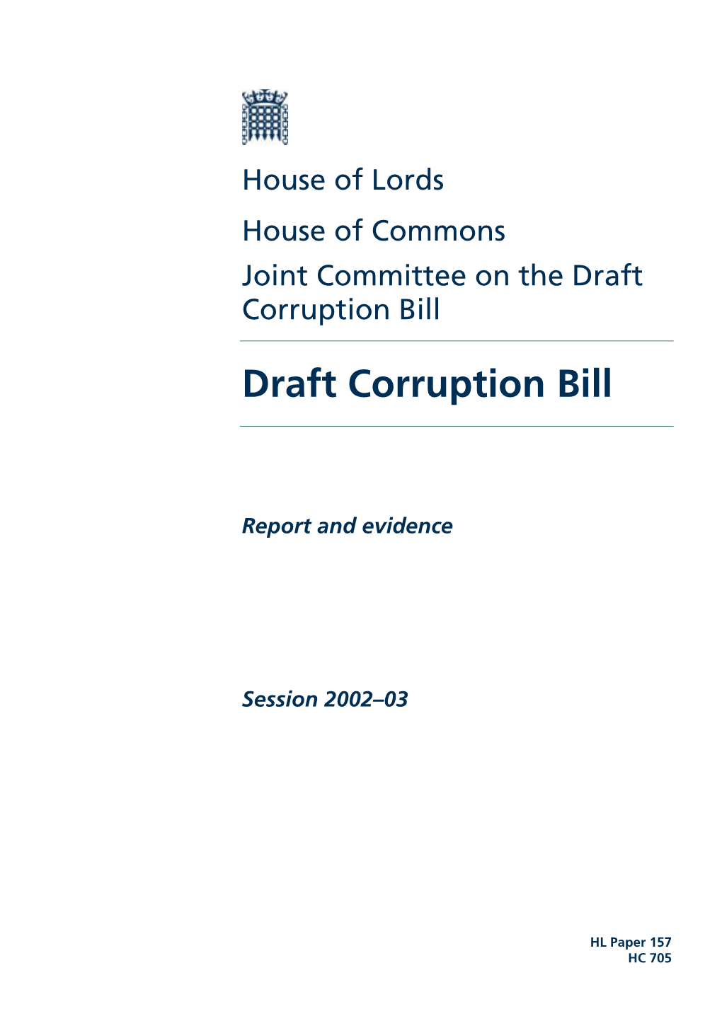 Joint Committee on the Draft Corruption Bill