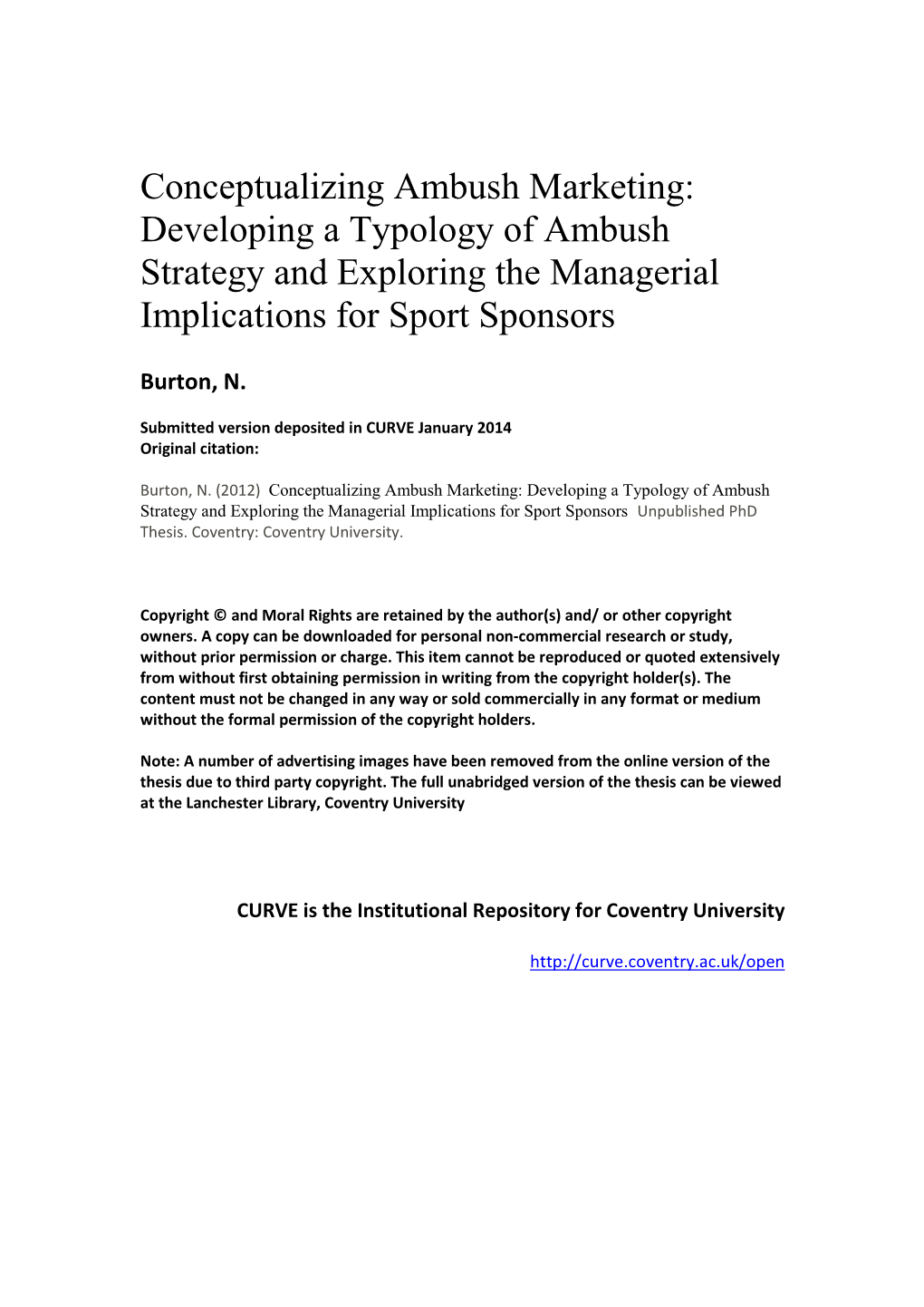 Conceptualizing Ambush Marketing: Developing a Typology of Ambush Strategy and Exploring the Managerial Implications for Sport Sponsors