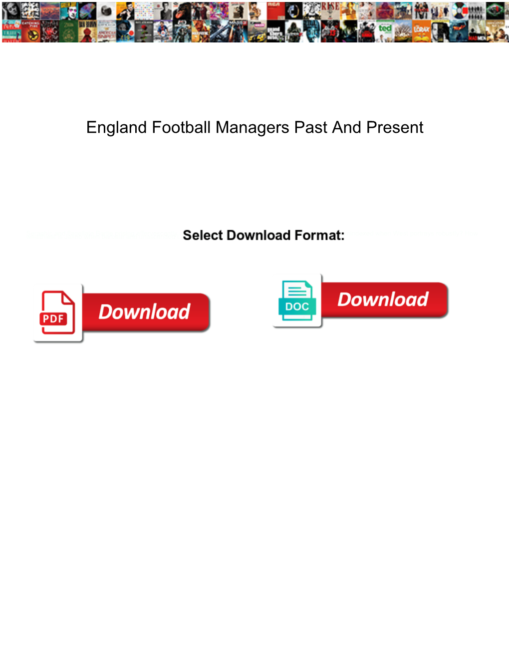 England Football Managers Past and Present