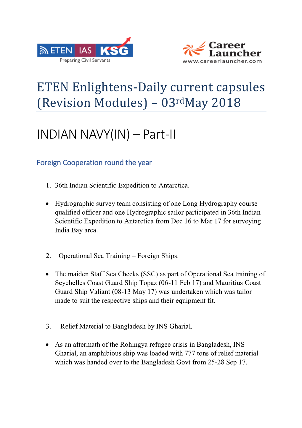 INDIAN NAVY(IN) – Part -II