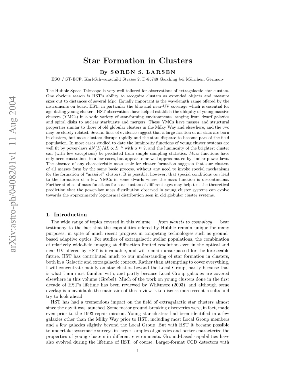 Star Formation in Clusters