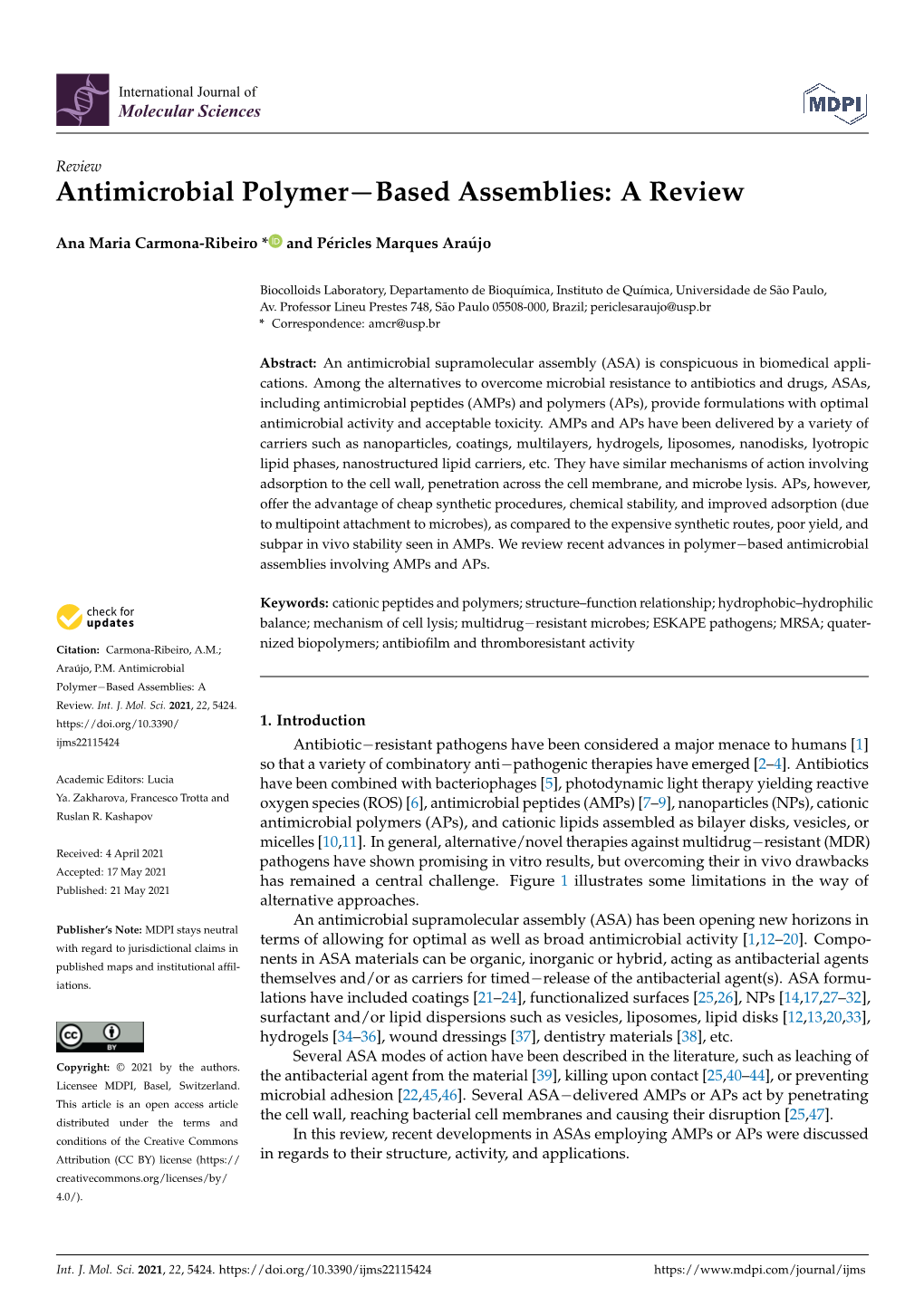 Antimicrobial Polymer-Based Assemblies