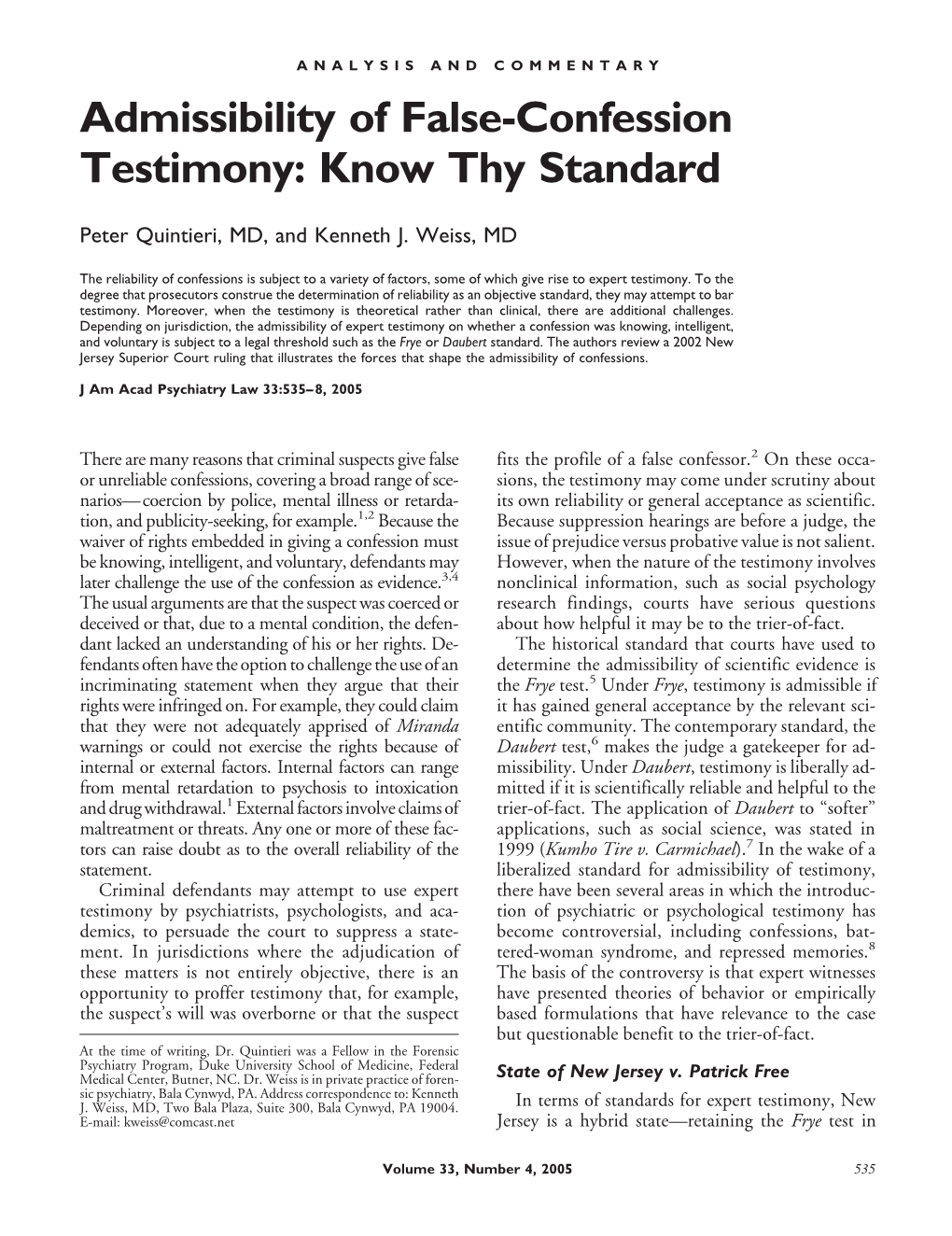 Admissibility of False-Confession Testimony: Know Thy Standard