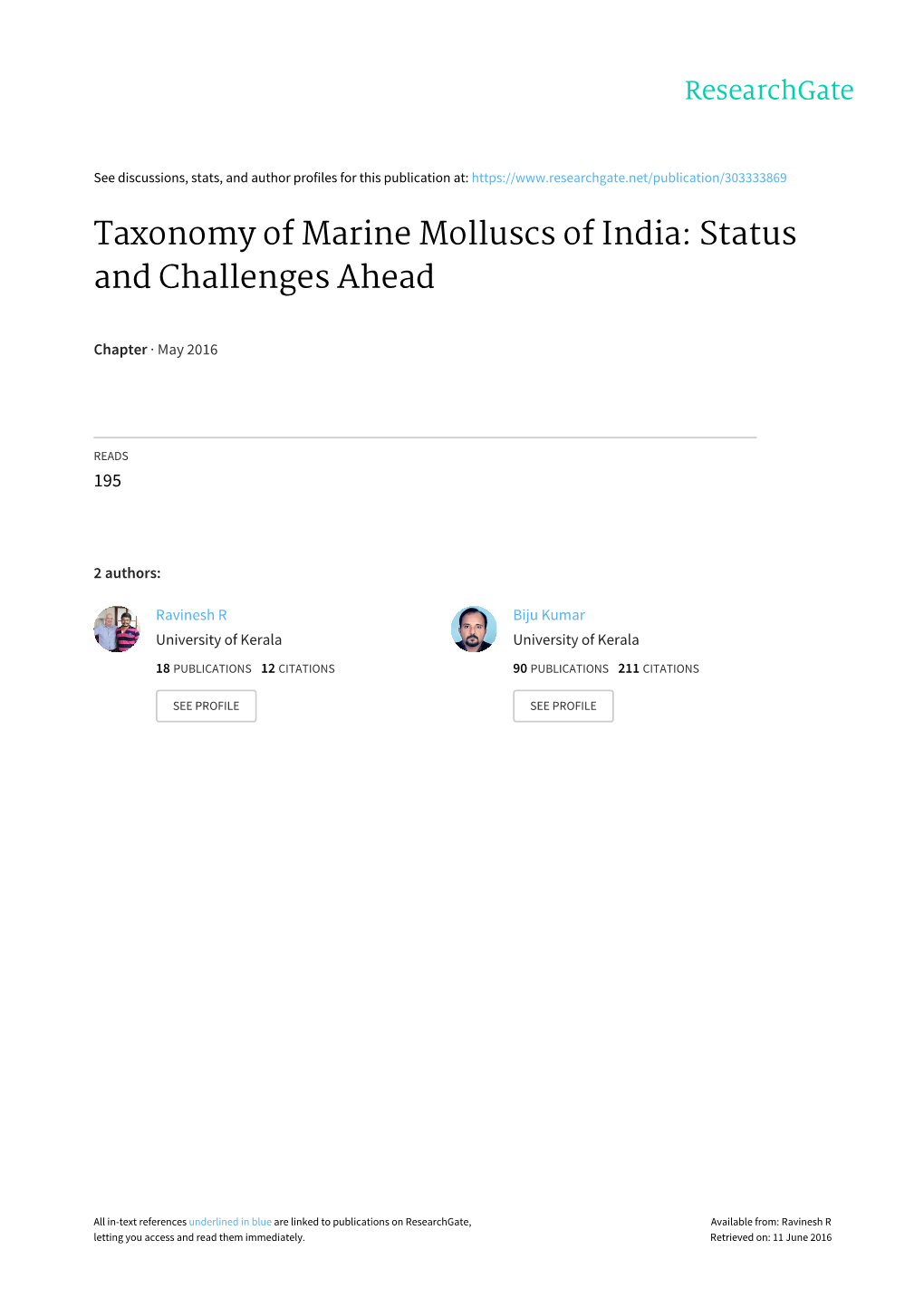 Taxonomy of Marine Molluscs of India: Status and Challenges Ahead