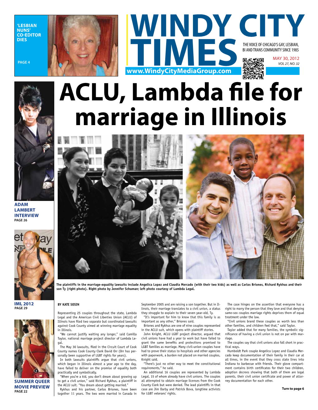 ACLU, Lambda File for Marriage in Illinois