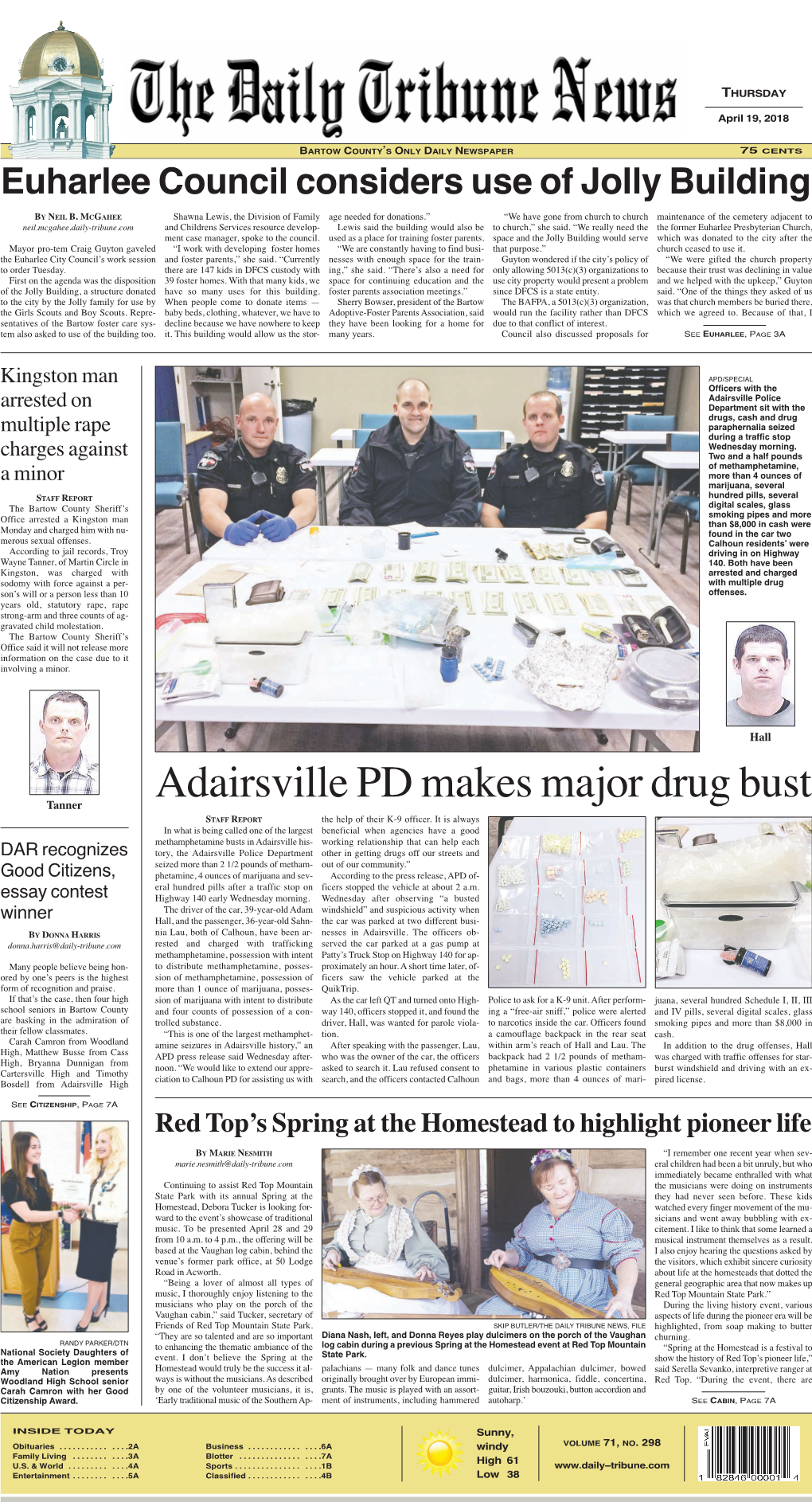 Adairsville PD Makes Major Drug Bust Tanner STAFF REPORT the Help of Their K-9 Officer