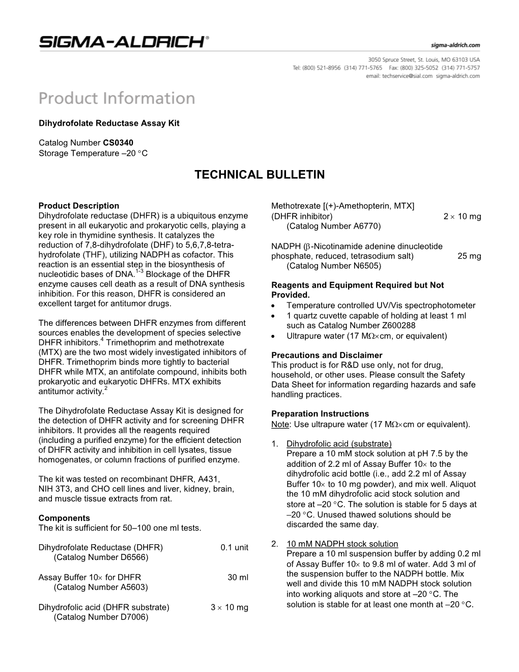 Dihydrofolate Reductase Assay Kit