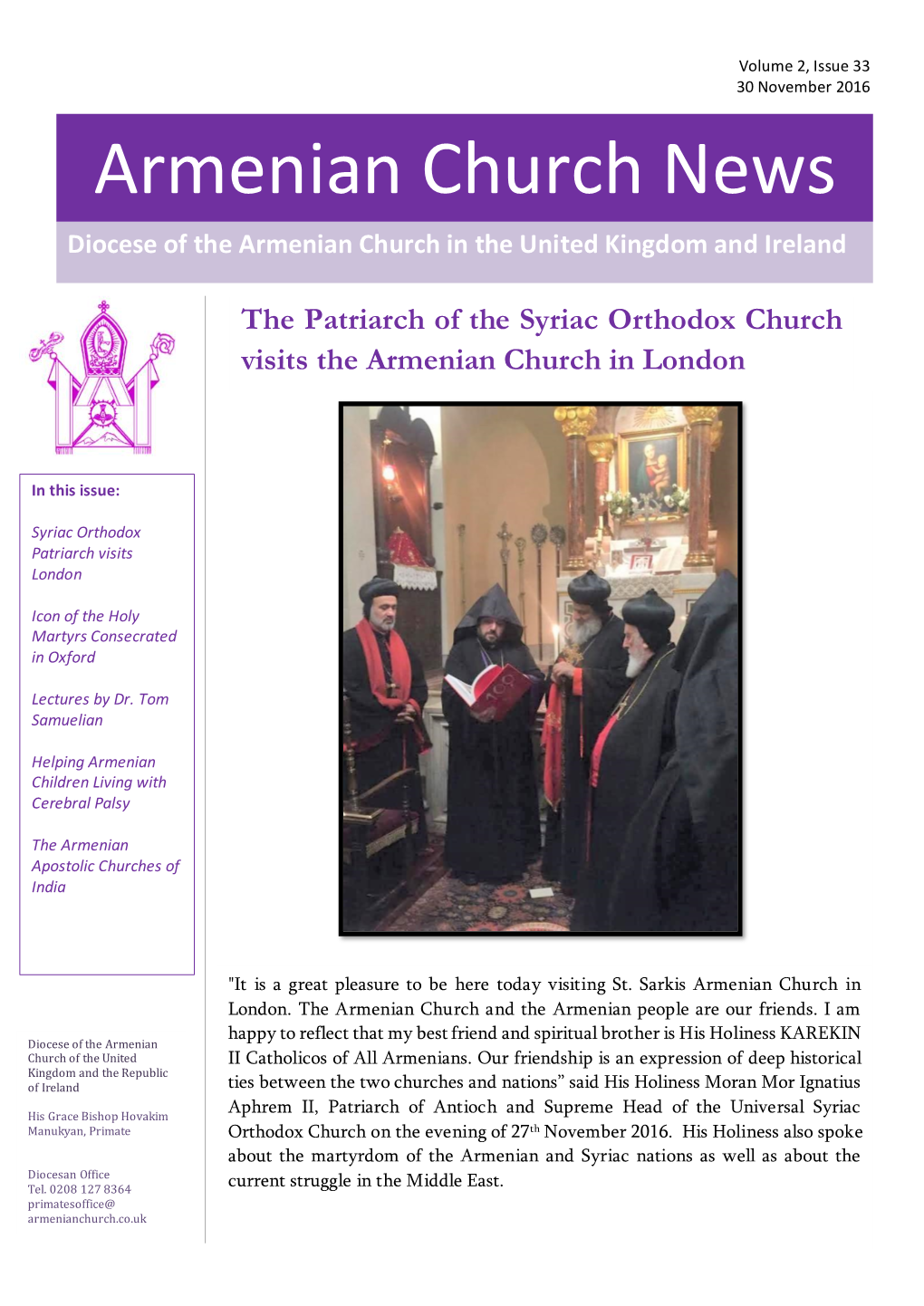 Armenian Church News