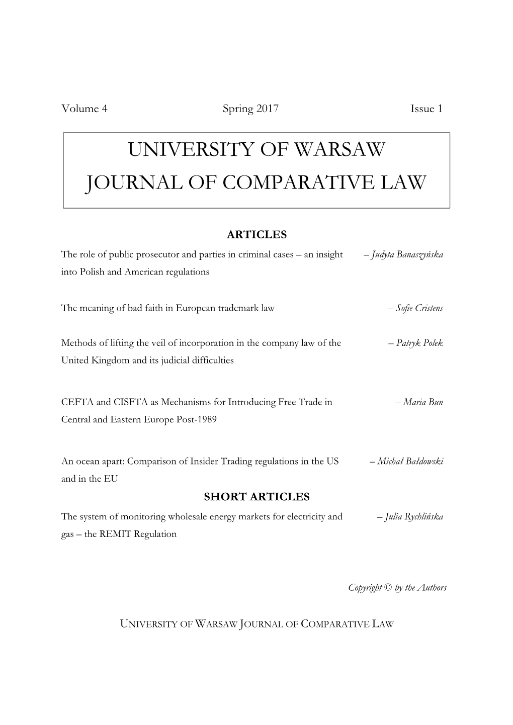 Volume 4, Issue 1, Spring 2017