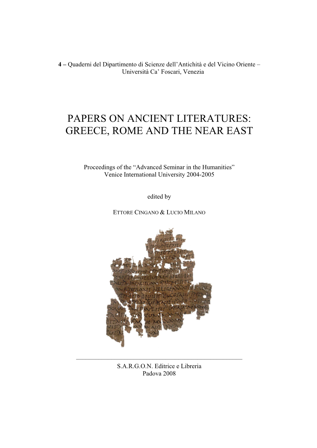 Greece, Rome and the Near East