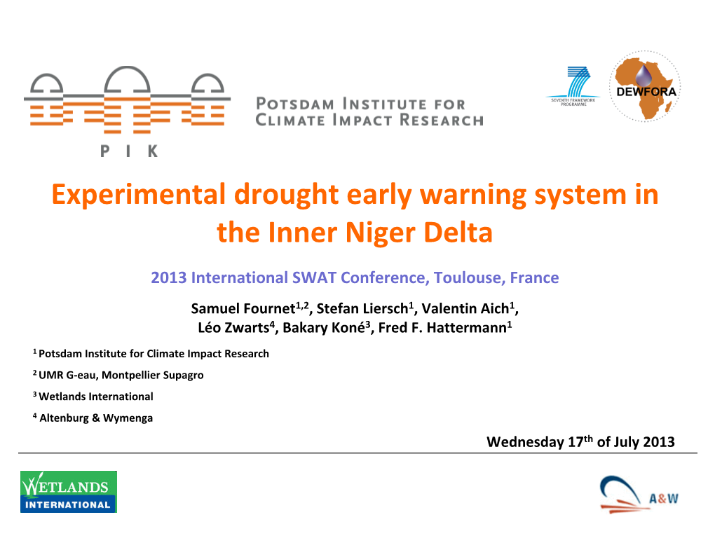 Experimental Drought Early Warning System in the Inner Niger Delta