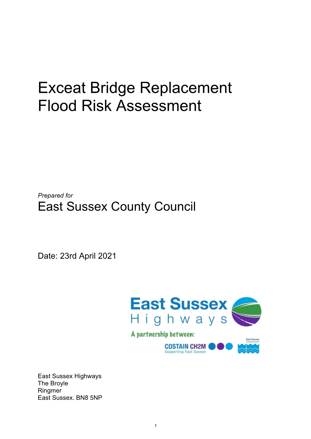 Exceat Bridge Replacement Flood Risk Assessment