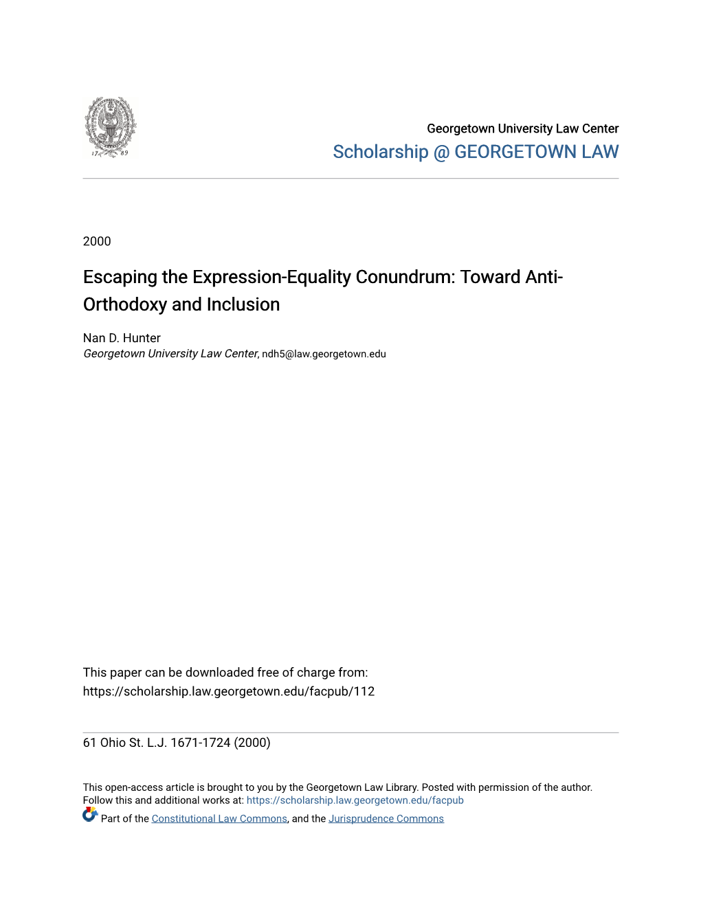Escaping the Expression-Equality Conundrum: Toward Anti- Orthodoxy and Inclusion