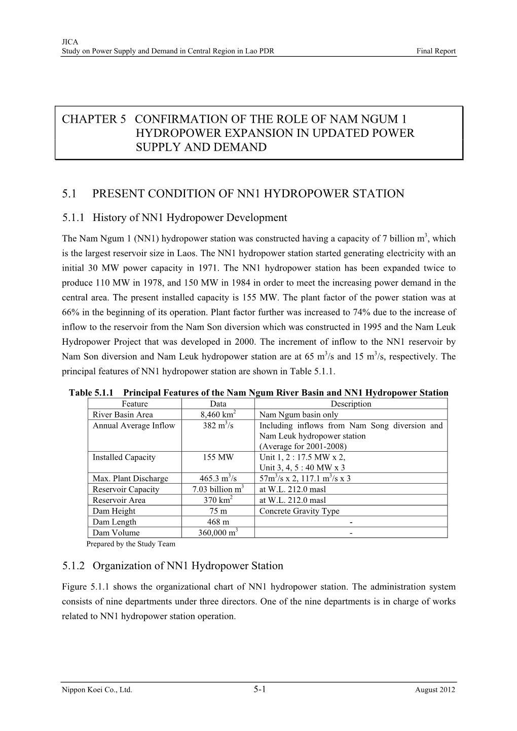 Chapter 5 Confirmation of the Role of Nam Ngum 1 Hydropower Expansion in Updated Power Supply and Demand