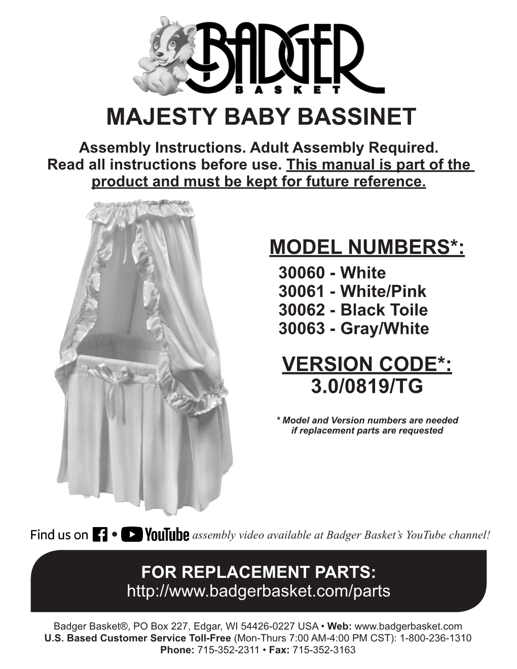 MAJESTY BABY BASSINET Assembly Instructions