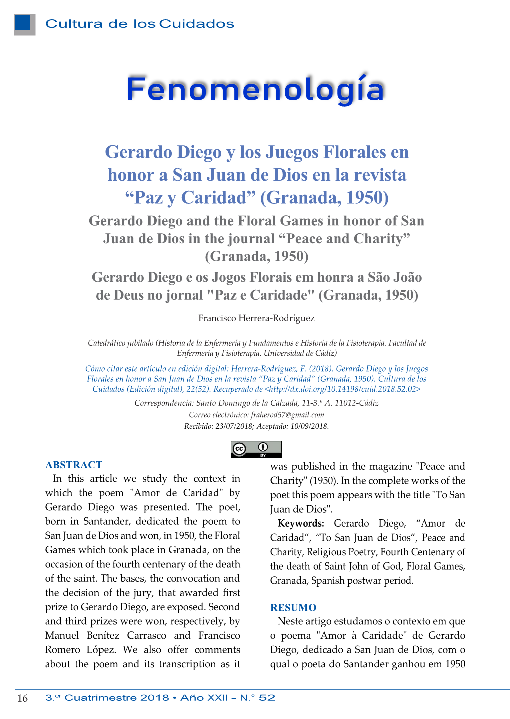 Gerardo Diego Y Los Juegos Florales En Honor a San Juan De Dios En La