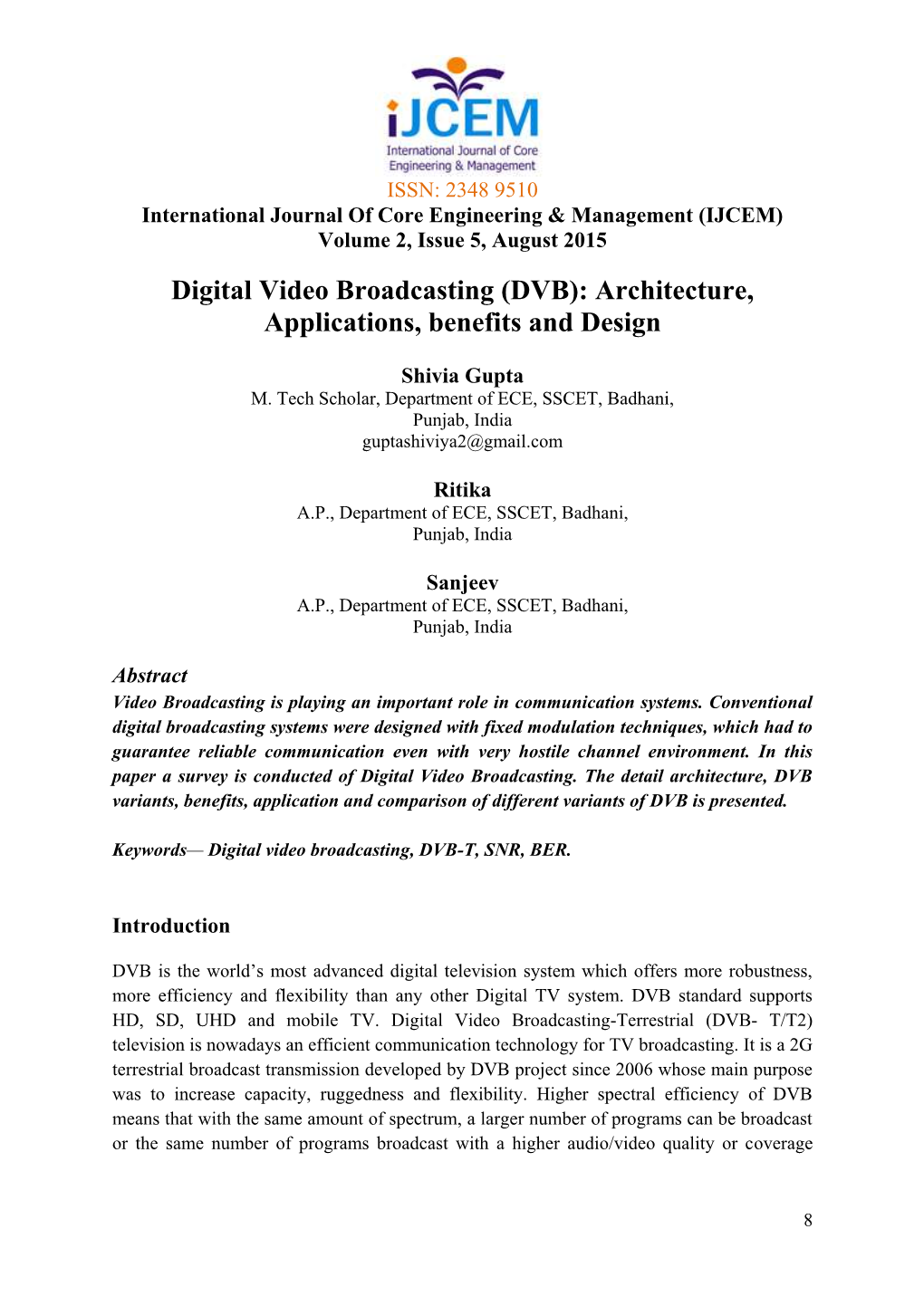 Digital Video Broadcasting (DVB): Architecture, Applications, Benefits and Design